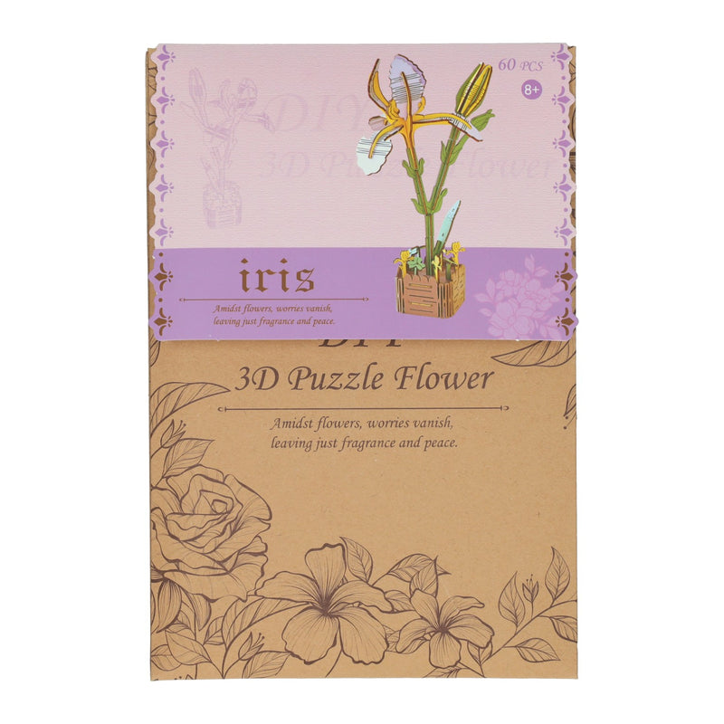 Afbeelding laden in galerijviewer, Lobbes houten bouwpakket 3d iris bloemen 60-delig knutselset.
