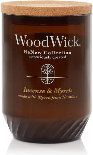 Woodwick renew medium geurkaars - incense myrrh - 55 branduren