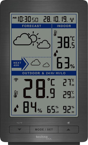 Technoline weerstation ws 9485 radiogestuurd met thermometer en hygrometer 94 x 154 x 46mm