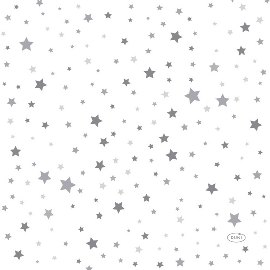 Duni servetten silver stardust 3-laags 33x33