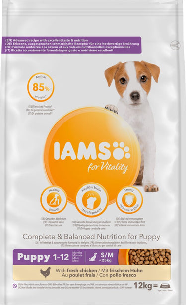 Iams small medium puppy junior kip hondenvoer 12 kg