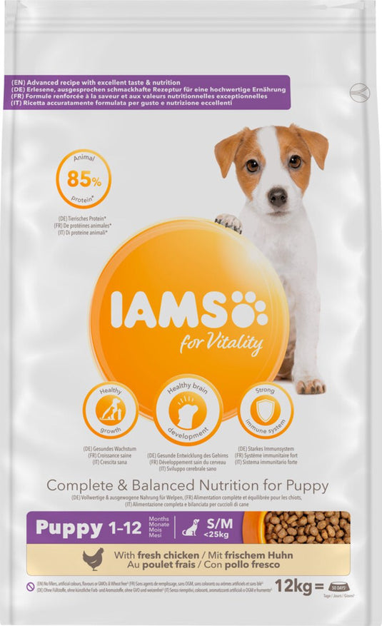 Iams small medium puppy junior kip hondenvoer 12 kg