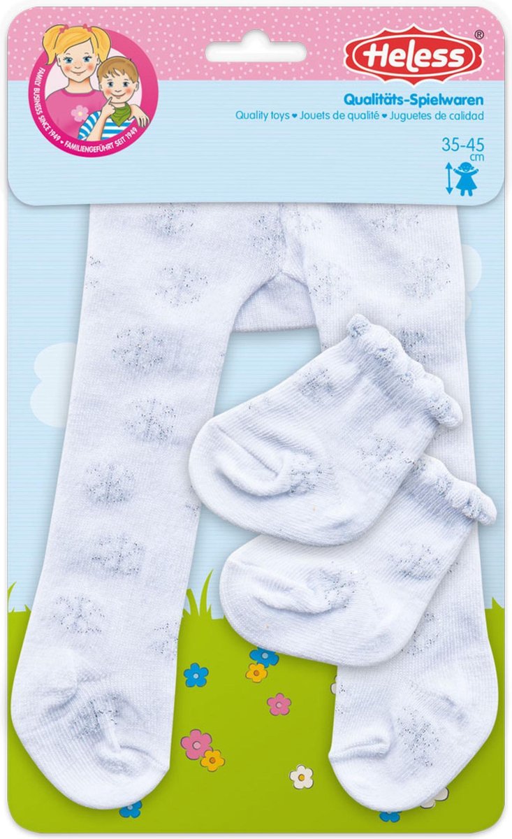 Afbeelding laden in galerijviewer, Heless poppenmaillot met sokken - sneeuwvlokken, 28-35 cm
