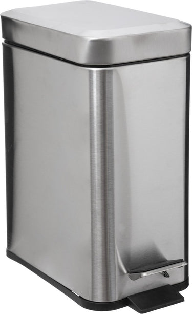 5five prullenbak pedaalemmer - zilver - rvs metaal - 5 liter - 14 x 29 x 30 cm - badkamer toilet