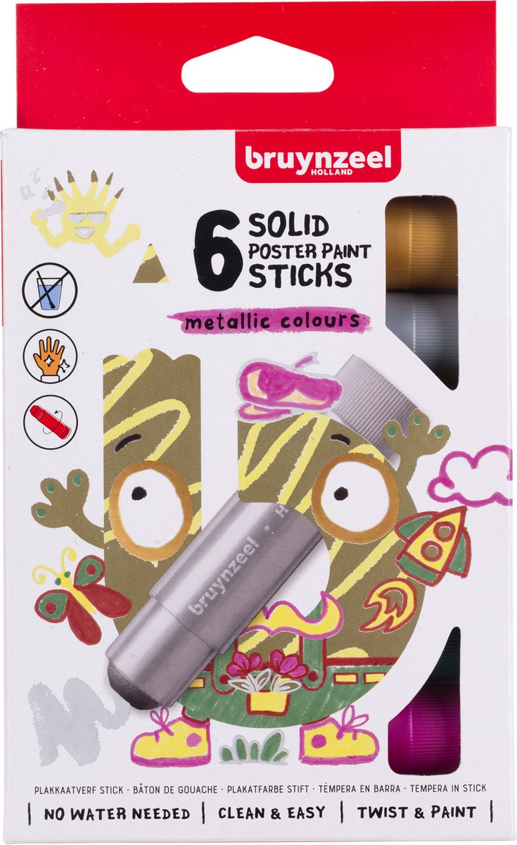 Afbeelding laden in galerijviewer, Bruynzeel plakkaatverf sticks set metallic | 6 kleuren
