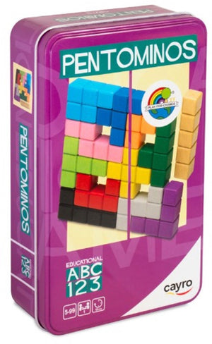 Cayro pentomino's metalen doos - klassiek puzzelspel met 12 unieke vormen - 41 uitdagingen - draagbare metalen bewaardoos - 1 speler - vanaf 5 jaar - collection