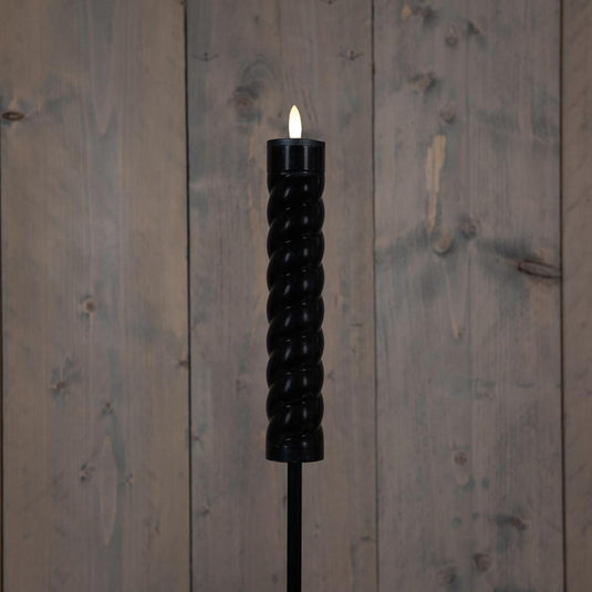 Anna's collection solar swirl fakkel zwart 3d lont op steker 97cm (21x4cm fakkel en 76cm steker)