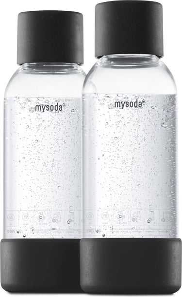 Mysoda - set van 2 herbruikbare flessen van 0.5 liter - black - geschikt voor apparaten