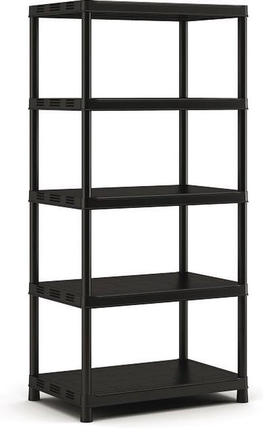 Keter kunststof opbergrek - extra diep - 400 kg draagkracht - 5 planken - 60x90x187cm - zwart