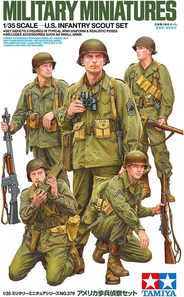 Tamiya modelbouwpakket militaire voertuigen - 35379 us infantry scout set - 5 figures plastic - 1:35 - modelbouw