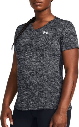 Under armour tech ssv - twist dames sportshirt - zwart - wit l
