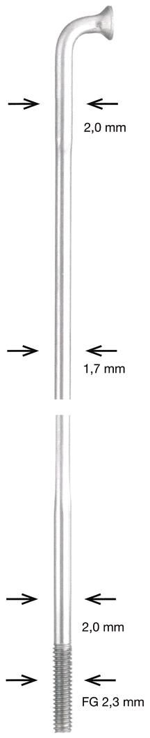 Alpina spaak spoke sst db 2x1,7x2mm 248mm sil.