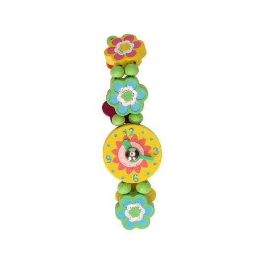 Horloge hout bloem