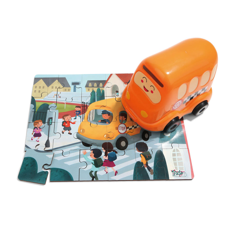 Afbeelding laden in galerijviewer, Topbright Houten Legpuzzel School met Schoolbus, 24st.
