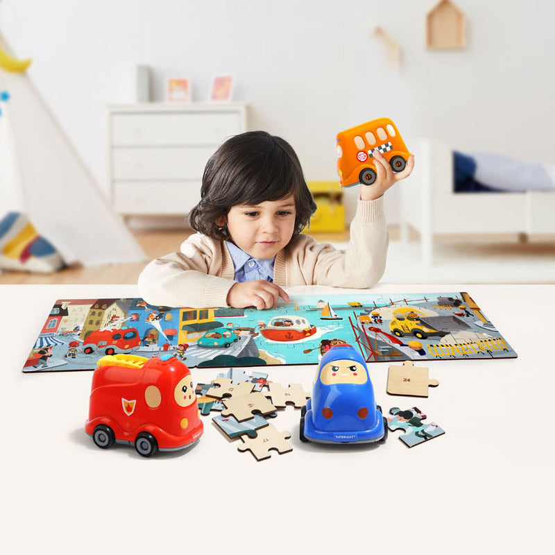 Afbeelding laden in galerijviewer, Topbright Houten Legpuzzel School met Schoolbus, 24st.
