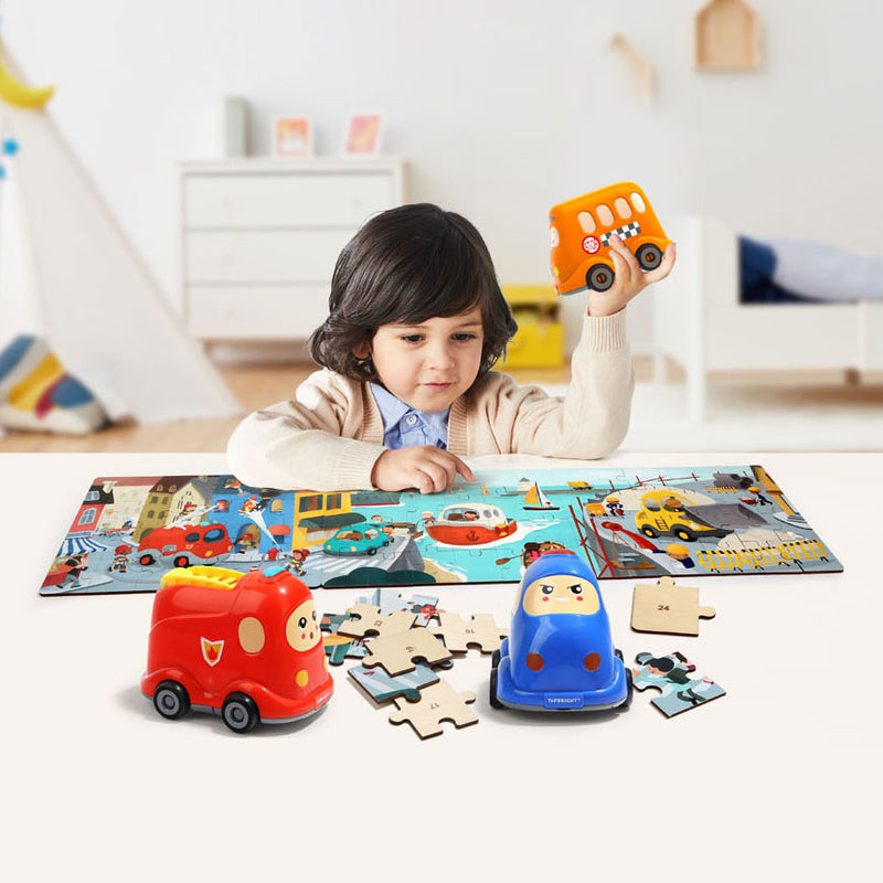 Afbeelding laden in galerijviewer, Topbright houten legpuzzel haven met stoomboot, 24st.
