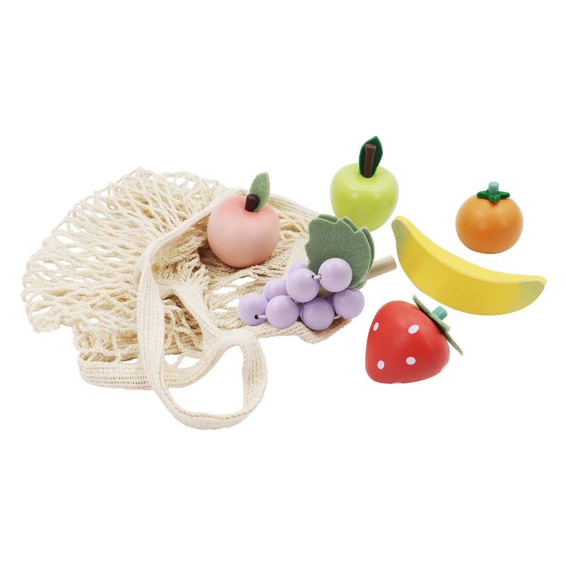 Afbeelding laden in galerijviewer, Lobbes houten fruit in katoenen netje, 6st
