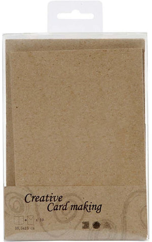 Creativ company cc blank cards with envelope, card size 10,5x15 cm, envelope size 11,5x16,5 cm, natural, 10 set 1 pack