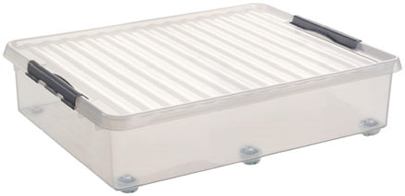 Afbeelding laden in galerijviewer, Sunware q-line rollerbox 60 liter transparant 80x50x20cm
