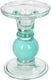 Hd collection kaarsenhouder glas turkoois 9x9x13cm