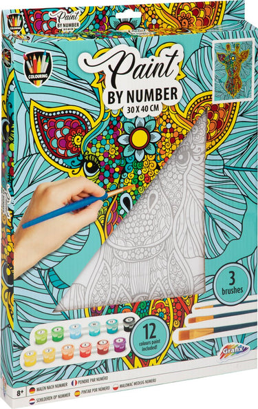 Grafix schilderen op nummer canvas - giraffe