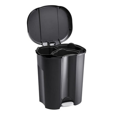 Rotho trio afvalscheider, 1x10l en 2x15l - zwart - bpa-vrij