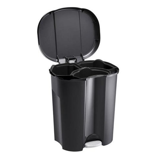 Rotho trio afvalscheider, 1x10l en 2x15l - zwart - bpa-vrij