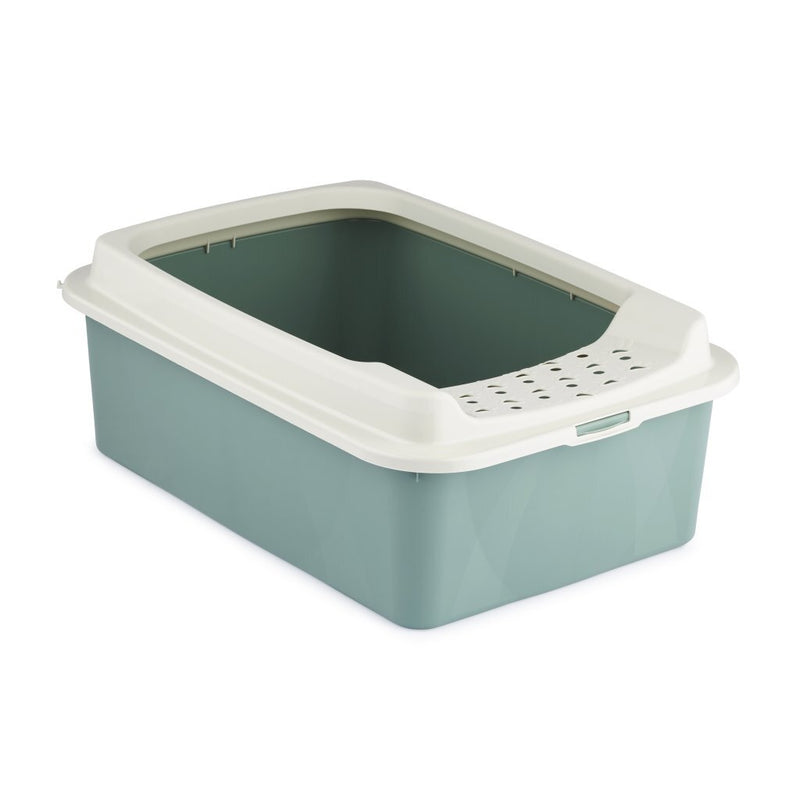 Afbeelding laden in galerijviewer, Rotho eco bonnie kattenbak met boveningang m groen zand
