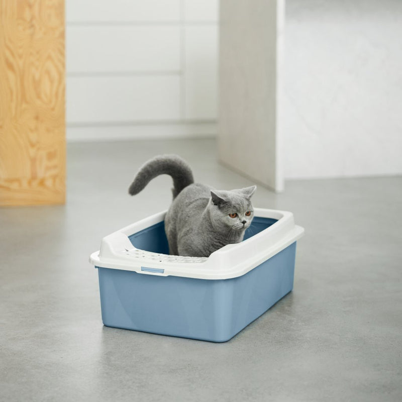 Afbeelding laden in galerijviewer, Rotho eco bonnie kattenbak met boveningang m blauw zand
