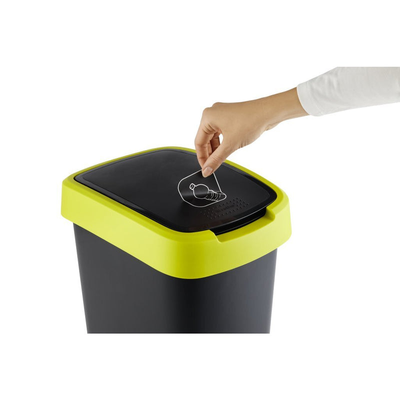Afbeelding laden in galerijviewer, Rotho twist afvalbak 10l lime antraciet
