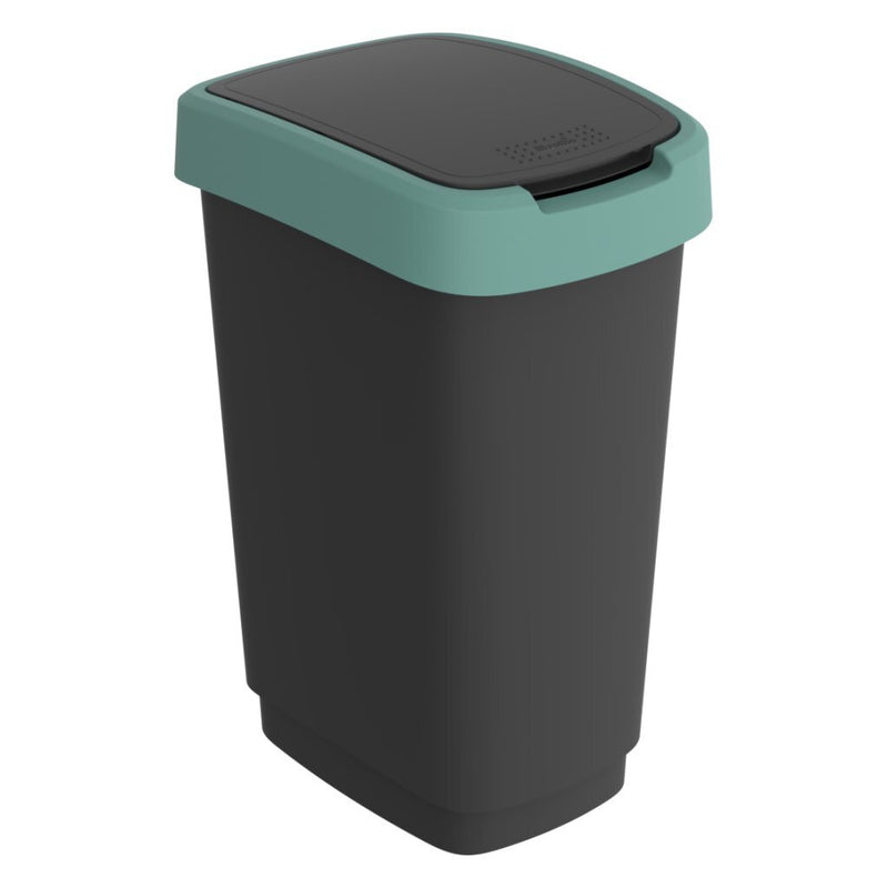 Afbeelding laden in galerijviewer, Rotho twist afvalbak 25l mistletoe groen antraciet

