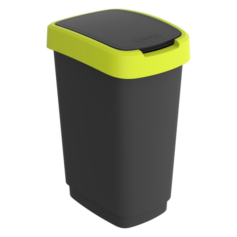 Afbeelding laden in galerijviewer, Rotho twist afvalbak 25l lime antraciet
