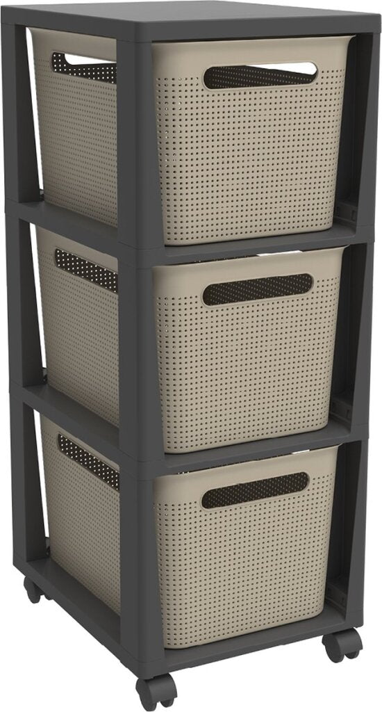 Afbeelding laden in galerijviewer, Rotho tower brisen design ladekast 3x16l met wielen cappuccino
