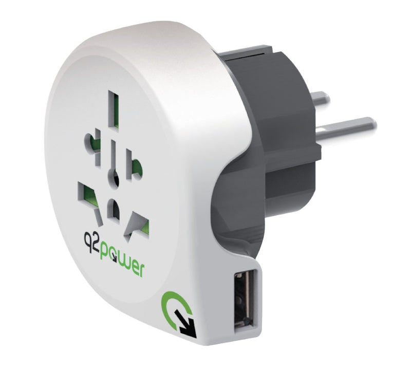 Afbeelding laden in galerijviewer, Q2 power 1.100110 reisadapter wereld-naar-europa usb geaard
