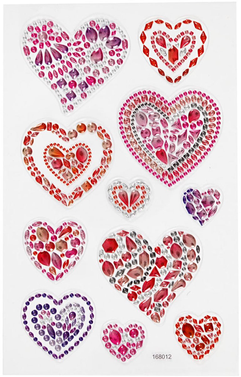Afbeelding laden in galerijviewer, Creativ company diamond stickers - harten design - zelfklevende strass stickers - glanzende sierstickers - glitter decoratieve stickers - diy knutselen hobby - 1 vel

