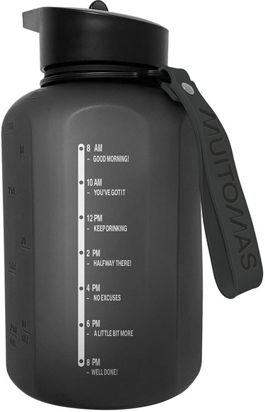 Muitomas sportfles – grote inhoud - 1200ml - siliconen tuit - geïntegreerd handvat - zwart