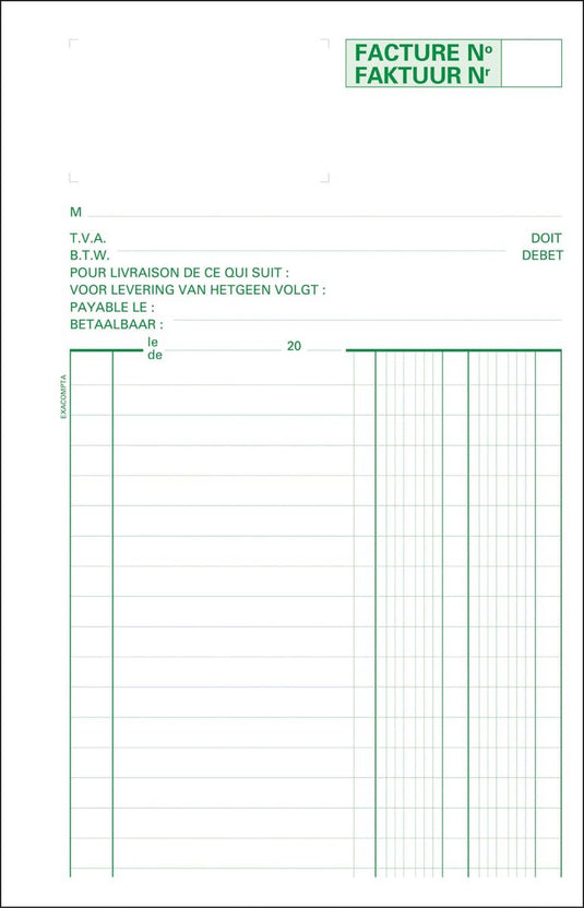 Exacompta register facturen 53280x 13,5x21cm tweevoud nl fr