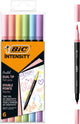 Bic intensity dual tip - viltstiften - stiften voor volwassenen - pastel kleurstiften met flexibele penseelpunt - 6 stuks