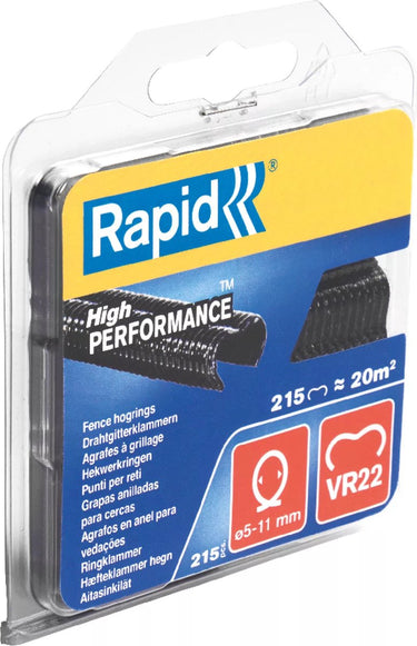 Rapid vr22 hekwerk hogringen zwart, 215 stuks - 40108804 - 40108804