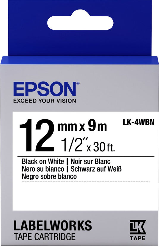 Epson label tape lk-4wbn zwart op wit