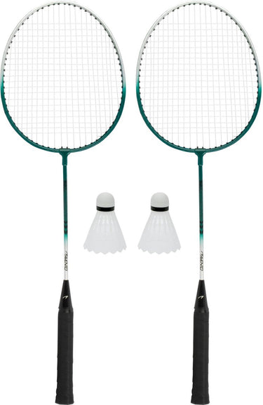 Avento - power speed badminton set - staal - zilver groen - set van 2
