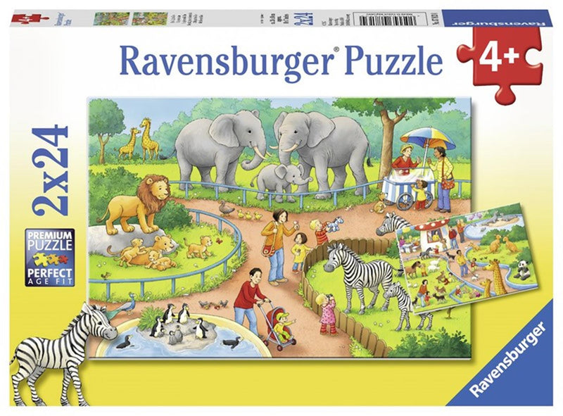 Afbeelding laden in galerijviewer, Ravensburger puzzel 2x24st. dag in de dierentuin
