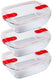Pyrex - cook heat schaal 1,1 liter rechthoek set van 3 stuks - transparant rood