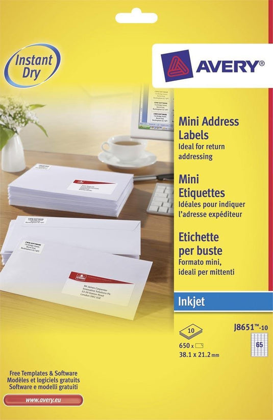 Avery white mini label - inkjet - j8651