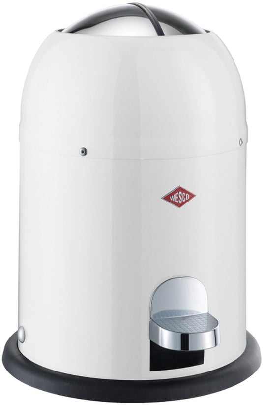 Wesco mini master cosmetica-emmer in de kleur wit, gepoedercoat staalplaat, inhoud 6 liter, kunststof binnenemmer, voetpedaal
