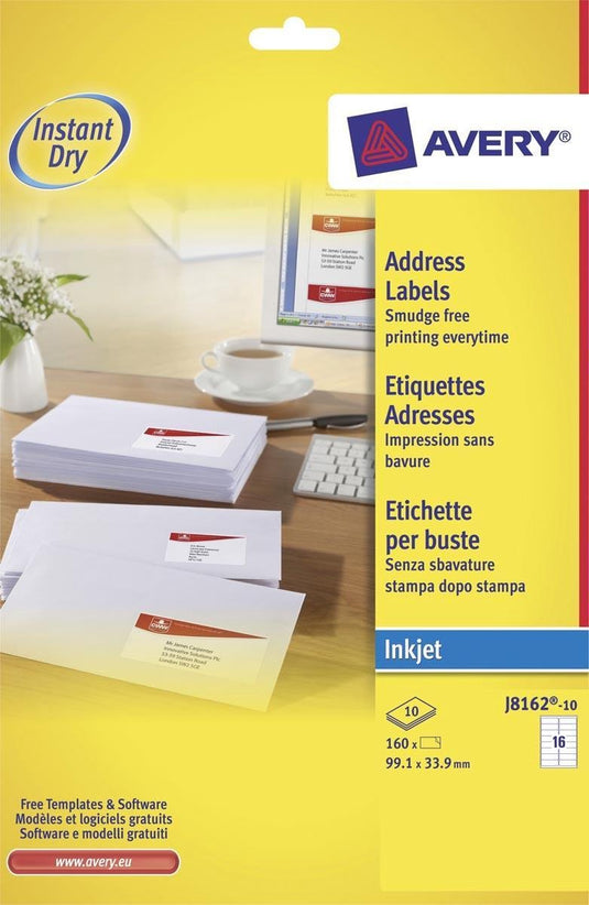 Avery white address label - inkjet - j8162