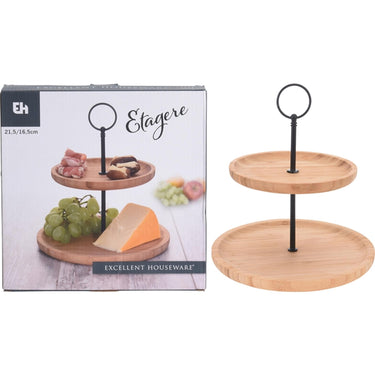 Excellent houseware etagere bamboe 2-laags dia21,5
