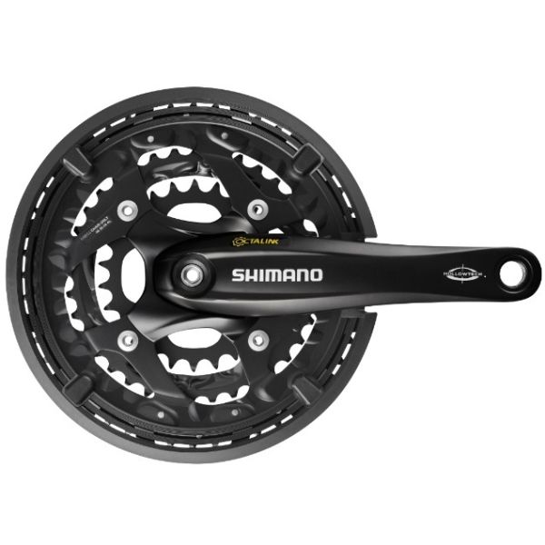Afbeelding laden in galerijviewer, Shimano crankstel 3 x 10 speed trekking fc-t521 met 175mm crankarm 48-36-26t octalink - zwart

