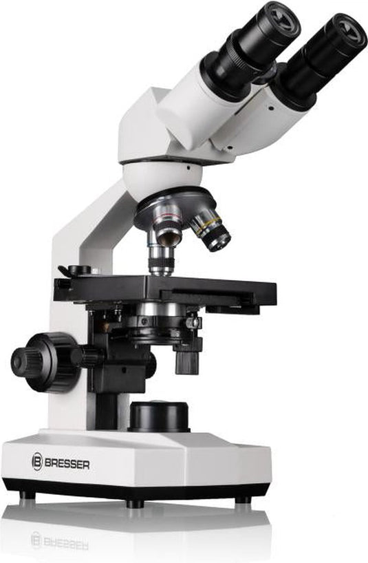 Bresser erudit basic bino microscoop 40x-400x – binoculair, led verlichting, smartphone adapter koffer – voor school hobby