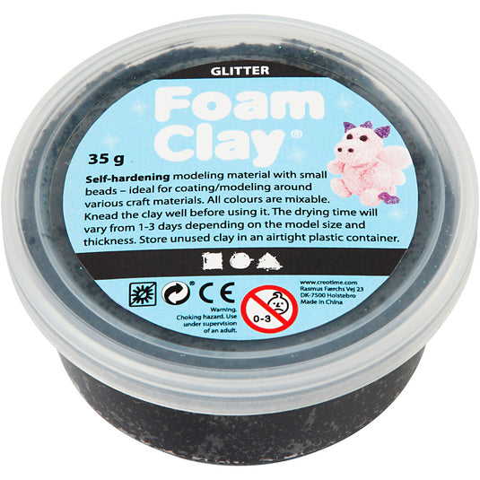 Creativ company foam clay glitter 35gr - zwart